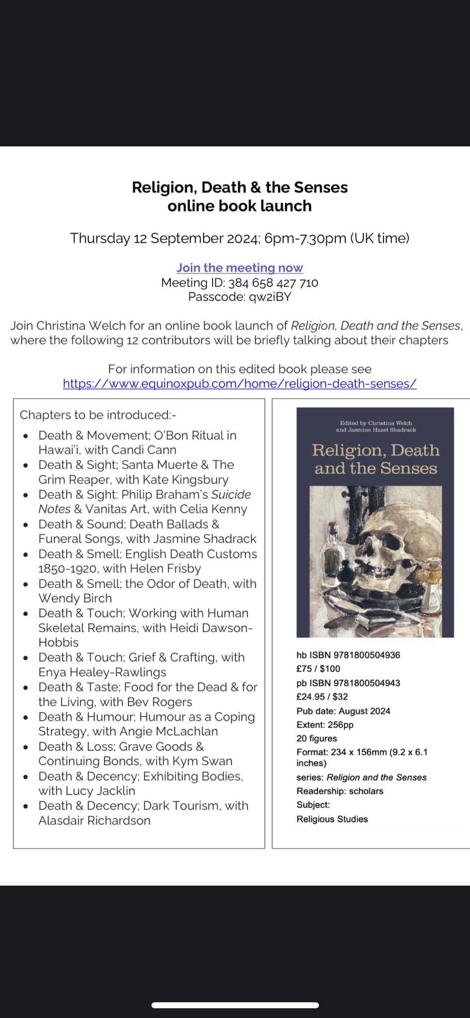 Religion death and the senses the national coalition of independent